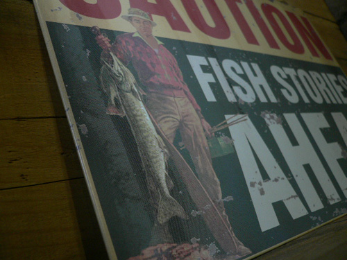 画像: サインCAUTION　FISH　注意釣り看板